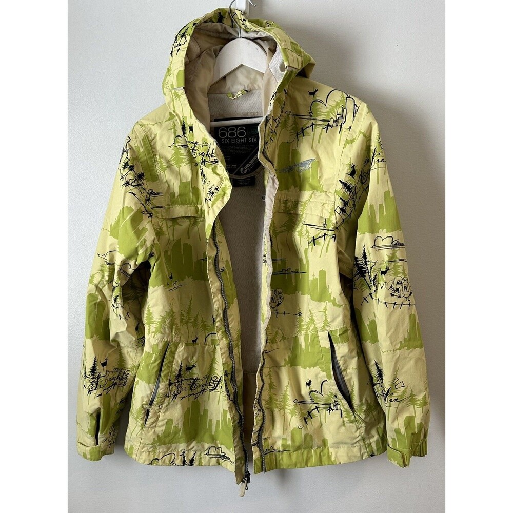 686 Snowboard Jacket Women’s XL Green Landscape Print